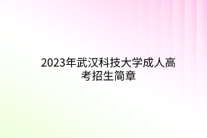 <b>2023年武汉科技大学成人高考招生简章</b>