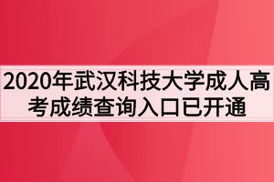 2020年武汉科技大学成人高考成绩查询入口已开通