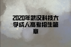 2020年武汉科技大学成人高考招生简章